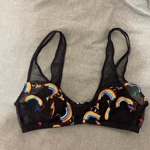 Savage X Pride Rainbow Embroidered Bralette Size S - Picture 2 of 6